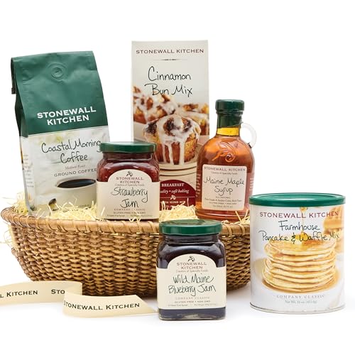 Stonewall Kitchen, New England Breakfast 6-Piece Gift Set with Reusable Basket