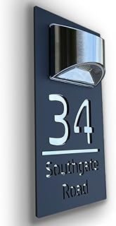 House Numbers Plaques With Solar Light House Numbers Door Plaques Door Signs House Signs Door Number Plaques For Wall Name Plaques For Outside Grey and Mirrored Silver