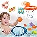 Bath Toys Playset, Fun Basketball Hoop & Balls, Bathtub Pool Shooting Game & Fishing Game, Sensory Suction Cup Spinner Spinning Top Baby Toy, for Little Boys Girls Kids Toddlers