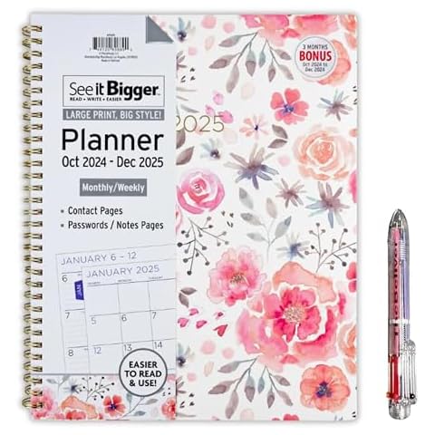 PlanAhead See IT Bigger Specialized Large Print, October 2024 December 2025 Weekly Monthly Large Planner, Size 8.5" x 11" and 6 in 1 Multicolor Ballpoint Colorful Ink Penfrom TheBeliver LLC. Cover
