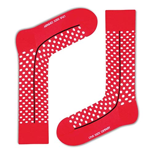 Red Line Red Men's Dress Socks with Polka Dots - Organic Cotton - Premium Quality - Made in Europe