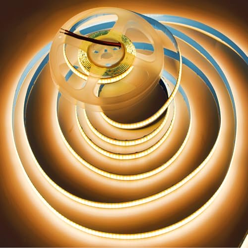 Image of COB Strip Lights,DC12V 16.4ft /5m Super Bright Dimmable 52800LM LED Light Strips, Non-Waterproof 2640 LEDs Ribbon Light, More Evener Lighting Than SMD Strip Lights (Warmt White 3000K)