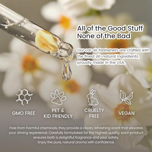 Image of Hanging Car Air Freshener, Long Lasting Scent, Cute Air Fresheners for Women, 2 Pack Non-Toxic Essential Oil Diffuser, Made in USA