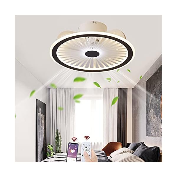 OMGPFR Mute Ceiling Fan with Lighting LED Light App and Remote Control Ultra-thin 18CM Ceiling Lamp Invisible Quiet 40W Dimmable Fans Ceiling Lights for Living Room Bedroom Lighting