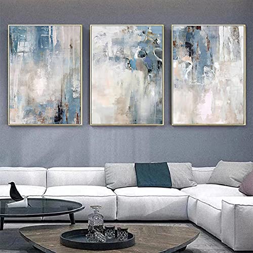Toile d'art abstrait KEBIA bleu encre impression sur toile premium de 60x80cm
