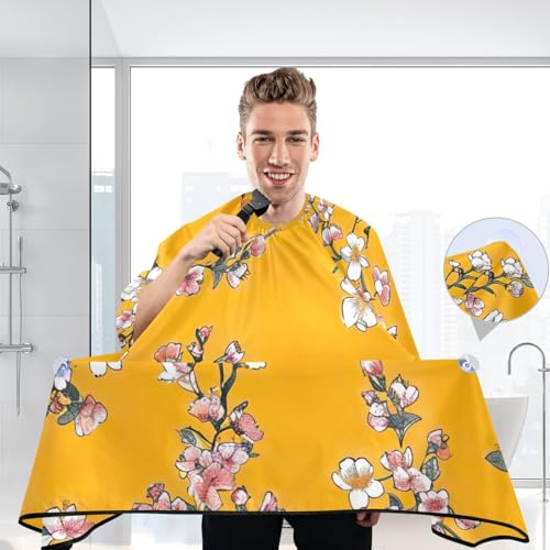 Capa de Corte de Pelo Profesional Impermeable con Diseño Floral Naranja miniatura 6