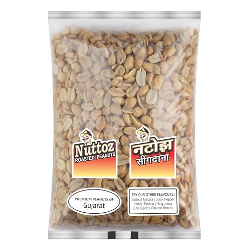 Image of Nuttoz Roasted Peanut Unsalted 1Kg Vacuum Pack | Horeca Pack | Jumbo Roasted Moongfali | Non Fried Ready to Eat Healthy Snack | Without Skin Whole and Split Peanut (Pack of 3)