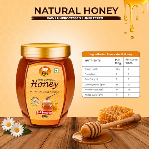 Image of ANP BEE Raw Natural Honey 2kg (100gm x 20Pcs), Lab Tested Pure Unprocessed Original Honey in Plastic Jar, No Added Sugar, Organic Honey for Tea, Skin Care & Wellness, Nature's Sweet Gift