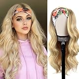 Colorful Queen Ombre Blonde Headband Wigs for Black Women Blonde Glueless Body Wave Head Band Wig Long Wavy Wig with Headband 26 Inch
