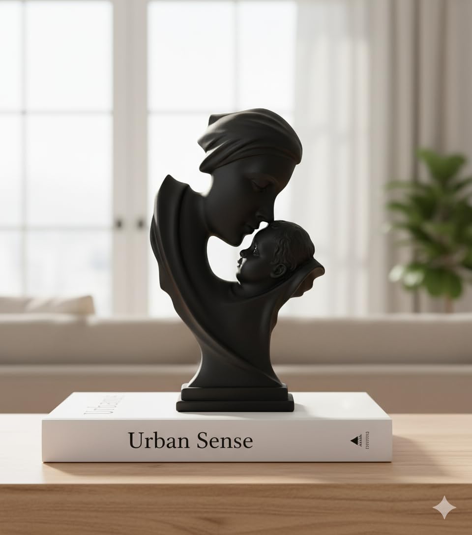 Sponsored Ad - Family Statue | Resin Thinker Sculpture | Home Decor Items for Living Room Show Piece | Table Artifact | (Mother & Child)