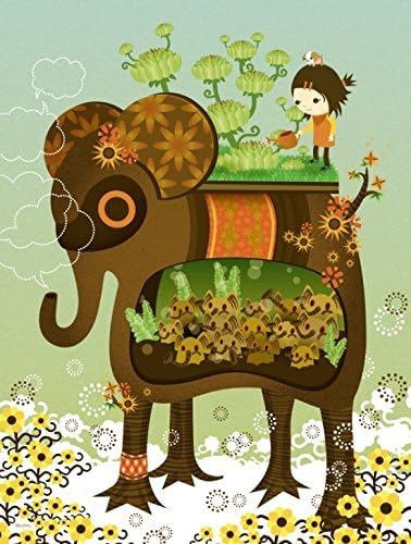 Nagoul Abstract Canvas - Elephant Garden - Wall Art Paintings on Canvas for Wall Decoration Modern Painting Wall Decor 12" x 16"
