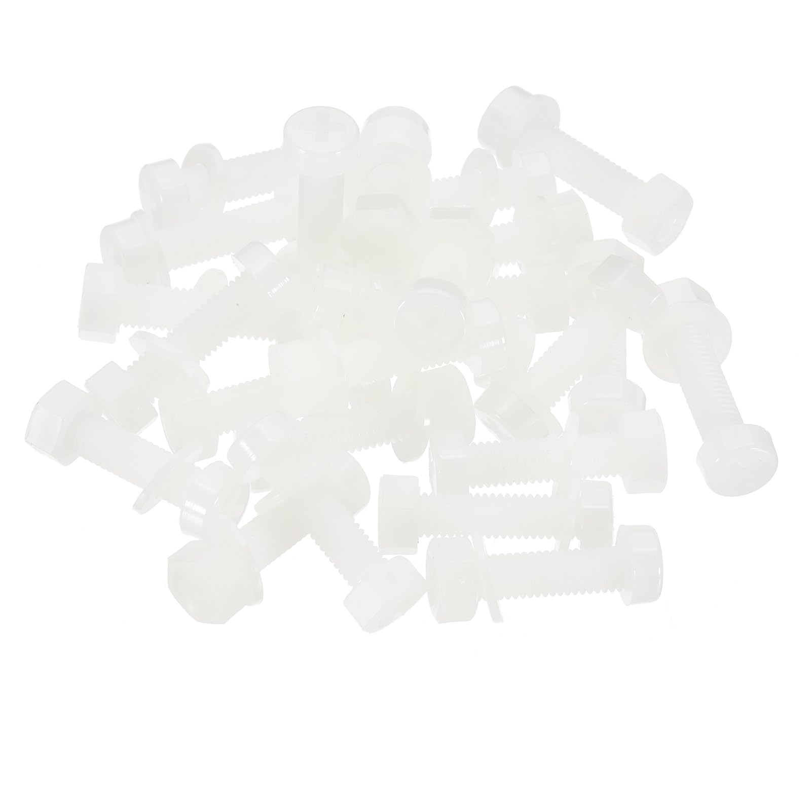 PATIKIL M5x20mm White Nylon Bolts Plastic Nuts Full Thread Head Screws, 24 Pcs, M5*20mm