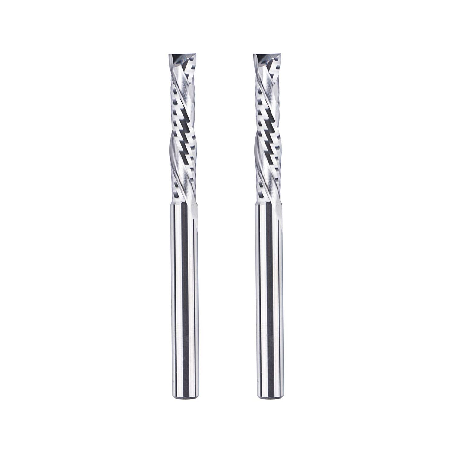 SpeTool 2 frese elicoidali da 6 mm, codolo a compressione, 32 mm, lunghezza di taglio extra lunga, fresa a spirale, fresa a spirale Up&Down VHM, fresa a a foro lungo, fresa per legno CNC