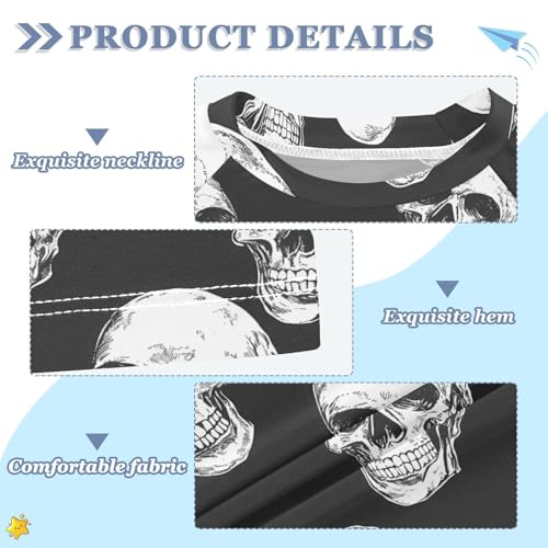 ALAZA Kids Rash Guard Girls Boys Toddler Swim Shirts Short Sleeve Skeleton UPF 50+ 3T3