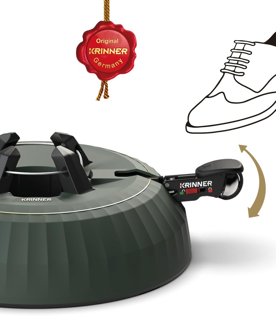 KRINNER® X-Series Deluxe Christbaumständer X-280 Deluxe Weihnachtsbaumständer NEU inkl. Fußpedal mit Sicherungsglocke und 3,7 Liter Wassertank für Baumhöhe bis 2,8m Made IN Germany 94335