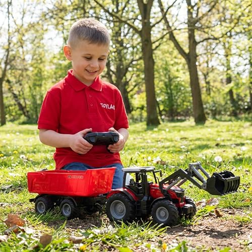 Tracteur rouge télécommandé rechargeable pour éviter les piles - 3