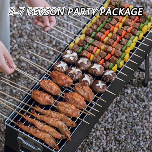 Portable Foldable Steel Charcoal Grill with Ventilated Design for 2-4 People - Ideal for Backyard and Camping Parties, 80cm (32in) Outdoor Cooking Stove