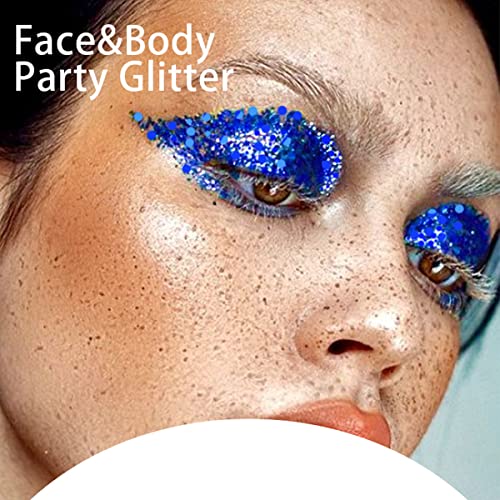 Paminify Blue Face Glitter Gel,Singer Concerts Music Festival Rave Accessories,Mermaid Body Glitter Gel,Self-Adhesive Sequins Glitter Face Eye Lip Hair Makeup,Sparkling Chunky For Women,50Ml #TOP4