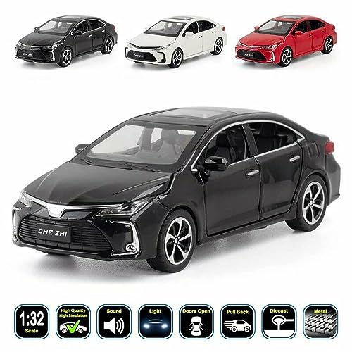 Image of Compatible for 1:32 Corolla Model Car, Zinc Alloy Pull Back Toy Car with Sound and Light for Kids Boy Girl-Black