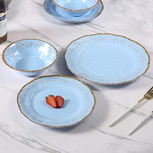 Melamine Dinnerware Sets, 12 Pcs Dishwasher Safe 100% Melamine Dinner Plates, Dishes, And Bowls Set For Indoor And Outdoor Use #TOP4