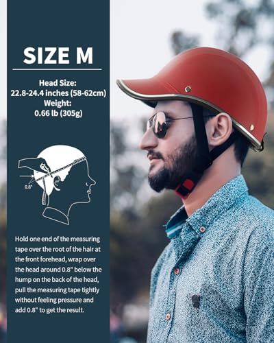 Image of Adult Baseball Cap Helmet - Urban Style for Golf, Low Profile Urban Commute PU Retro Leather Hat for Men & Women