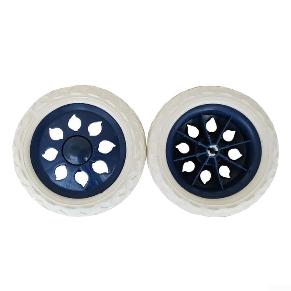 2 Pack Rubber Caster Wheels for Hand Truck, Shopping Cart and Trolley Replacement, 8mm Shaft Hole, Smooth Rollers for Garden Tools and Lawn Mowers(C-Navy Blue)