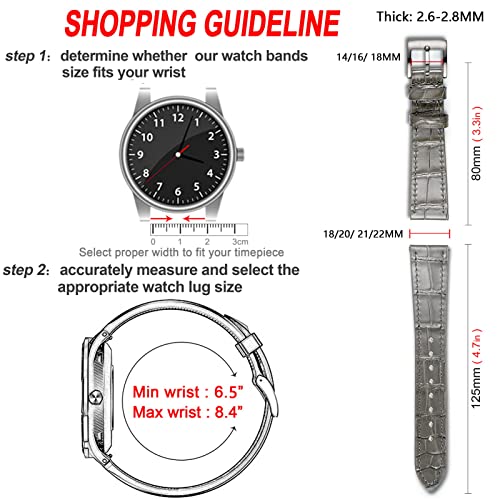Hemsut Alligator Grain Leather Watch Band, Quick Release Genuine Leather Watch Strap 18Mm,19Mm, 20Mm, 21Mm 22Mm For Men And Women #TOP3