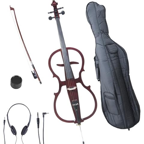 Cecilio CECO-1DW Ebony Electric Silent Metallic Mahagony Cello in Style 1, Size 4/4 (Full Size) Cover