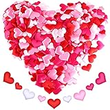 680 Pieces Heart Shape Petals Heart Confetti Satin Hearts Scatter for Valentine's Day Weddings Decoration, 4 Colors and 2 Sizes