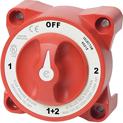 Blue Sea Systems 9001E e-Series Batterieschalter, Selector 4 Positionen, rot Cover