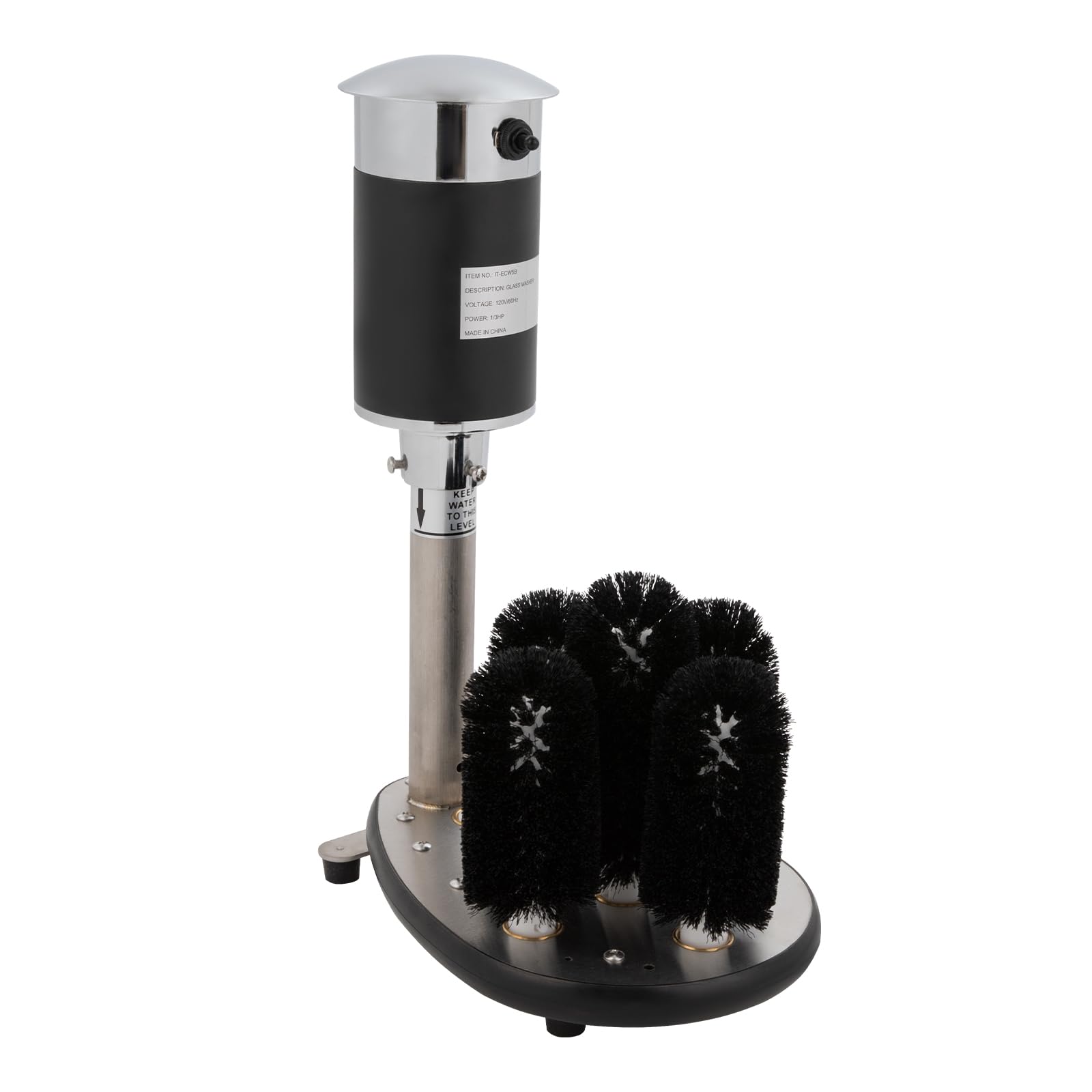 Commercial Electric Glass Washer Compact Bar Glass Washing Machine with 5 Cleaning Brush, Portable Glass Cleaning Machine Perfect for Restaurants, Cafes, Backroom and Bars