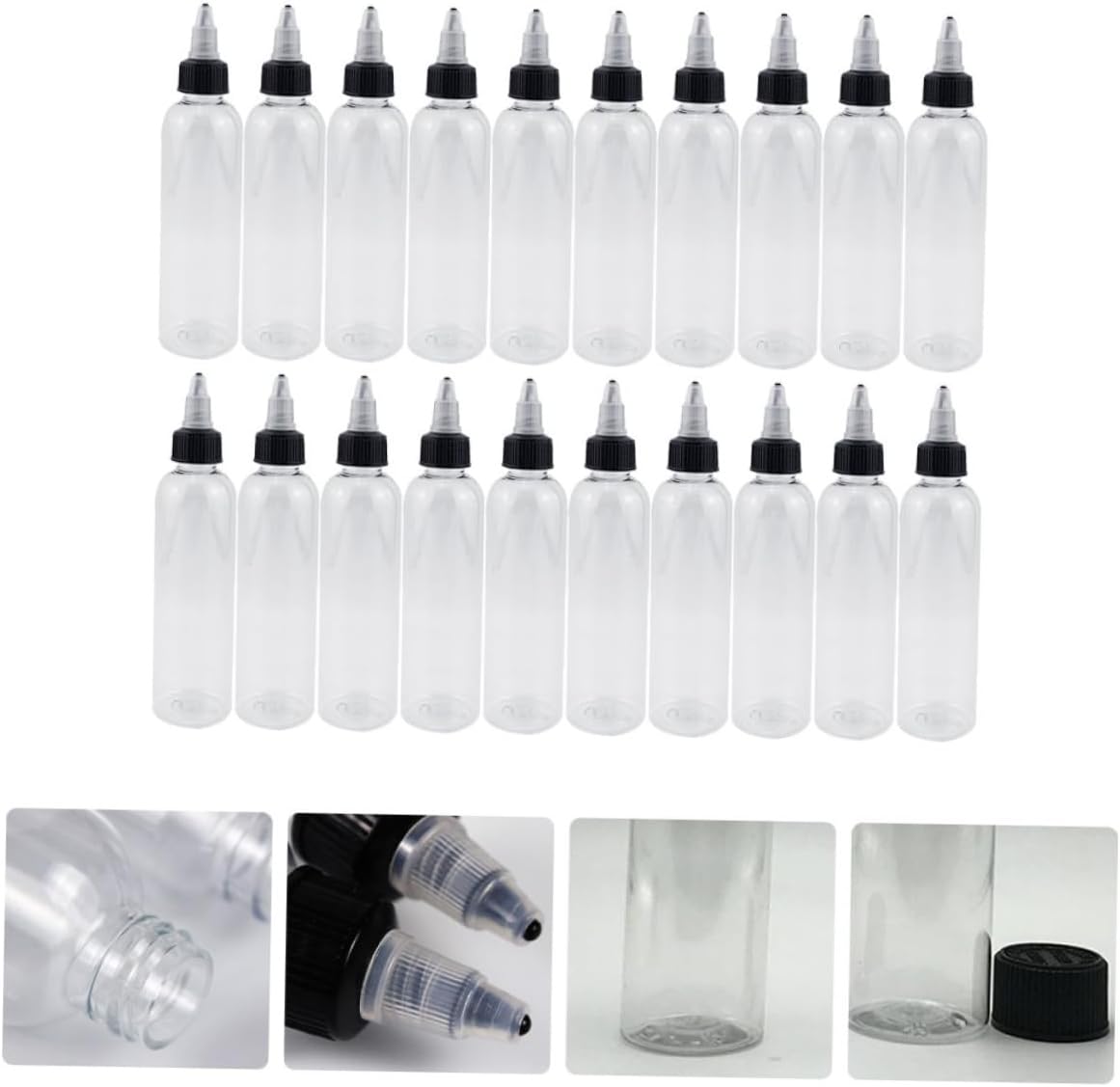 20pcs Clear Applicator Squeeze Hair Dye Bottles for Easy Hair Color Application Refillable Plastic Containers for Shampoo Conditioner Care Products