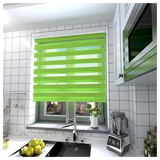 interGo Doppelrollo Klemmfix Ohne Bohren, B60cm x H150cm Duo Rollo mit Aluminium Kassette, Seitenzugrollo Easyfix für Fenster & Türen - Grün