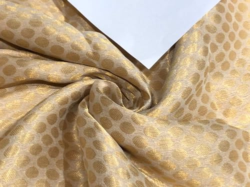 Tissu georgette de soie or motif jacquard métallisé haute couture 16437