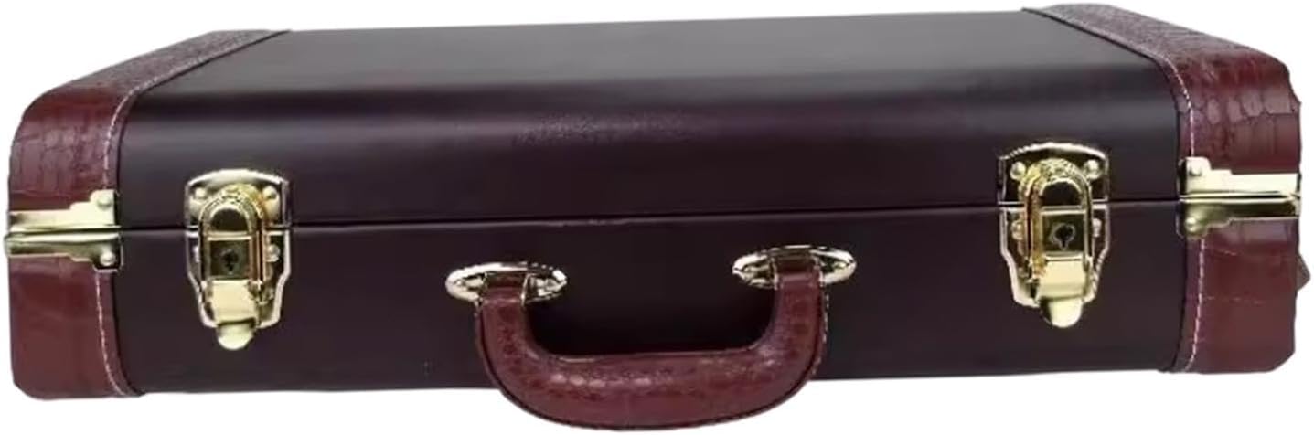 Trumpet Carry Case Velvet Interior PU Leather Handbag Carrying Case for Performance Stage Concert Band, Brown