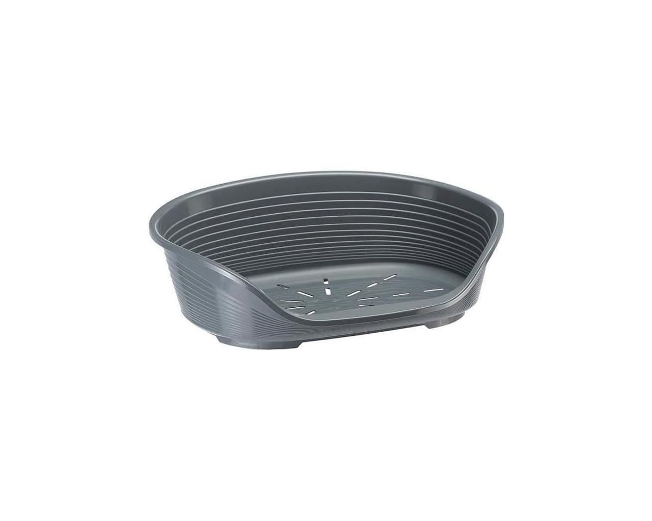 Ferplast Cat Bed, Plastic Dog Bed Large, Ventilation Holes and Non-Slip Rubber Feet for Added Stability 82 x 59,5 x h. 25 cm. Dark Grey