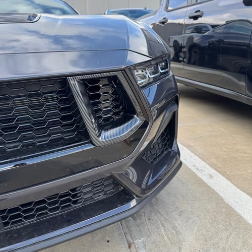 Image of 2024+ Mustang GT & GT Premium Front Grill Inserts (ABS Plastic (Carbon Fiber Look))