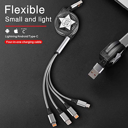 Amuvec Multi Cavo di Ricarica, 4 in 1 Retrattile Multiplo Cavetto Micro USB Tipo C Cavo di Ricarica USB per Tablets… - immagine 8