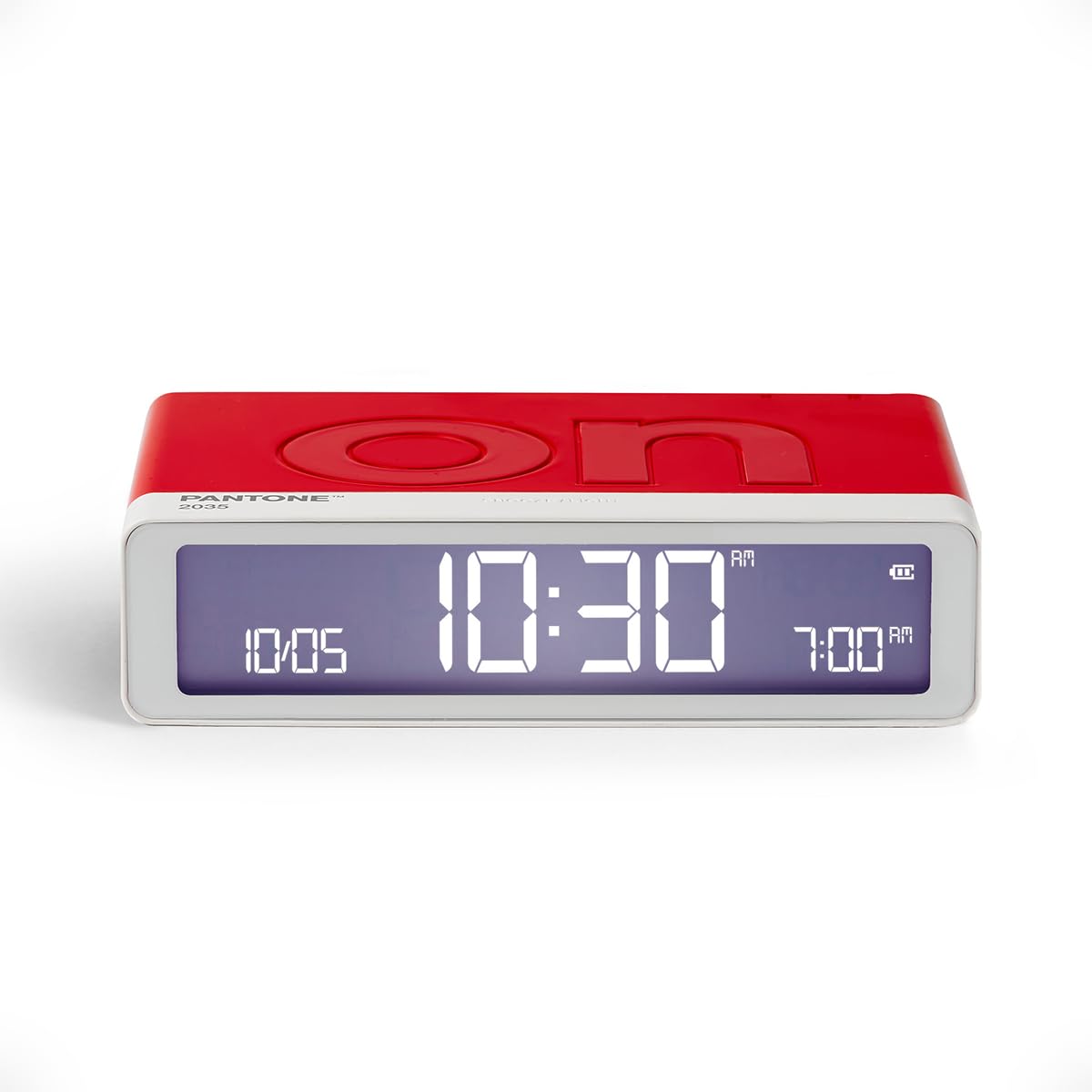 Lexon Flip Classic Pantone Digital Alarm Clock with Reversible On/Off Faces, Rechargeable bedside clock with LCD display