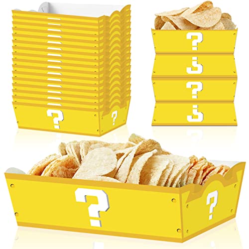 30 Pack Super Bros Birthday Party Supplies, Video Game Party Favors Paper Food Serving Tray Birthday Paper Trays.