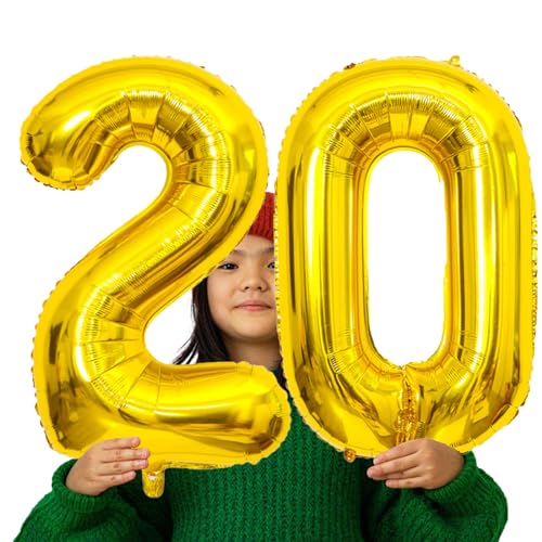 Image of Gold Number Balloons Birthday Balloons - Giant Gold Number 20 Balloon 40 inch, Numbers Balloon 10th Birthday Decorations, Gold Party Supplies for Women Men