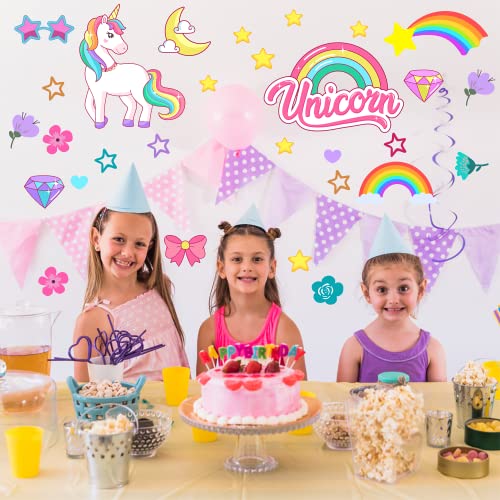 Unicorn Wall Decals Stickers For Girls Room,Large Size Unicorn Wall Stickers Decors For Girls Kids Bedroom Birthday Party #TOP5