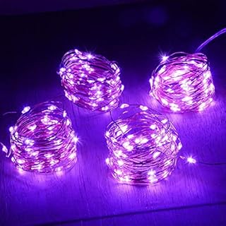 Abkshine 4-pack Battery Powered Purple Fairy Lights, 50 LED Bright Mini LED String Lights for Halloween Christmas Tree Decorations Bedroom Wedding Party Birthday Crafts Decorations