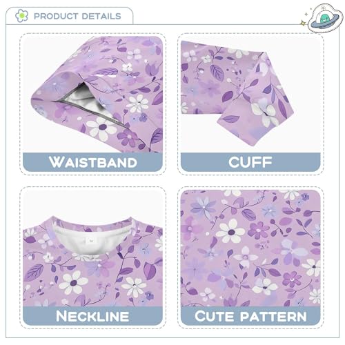 JUNZAN Cartoon Cute Flowers Purple Little Girls Sweatshirt Hoodie Long Sleeve Kids Pullover Hoodie Party 4T3