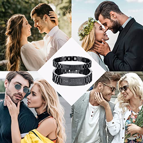 MEALGUET Pinky Promise His & Hers Stainless Steel Custom Love Quote Couple Link Bracelets Wristband for Lover Husband Wife Boyfriend Girlfriend,Valentine's Day Gift3