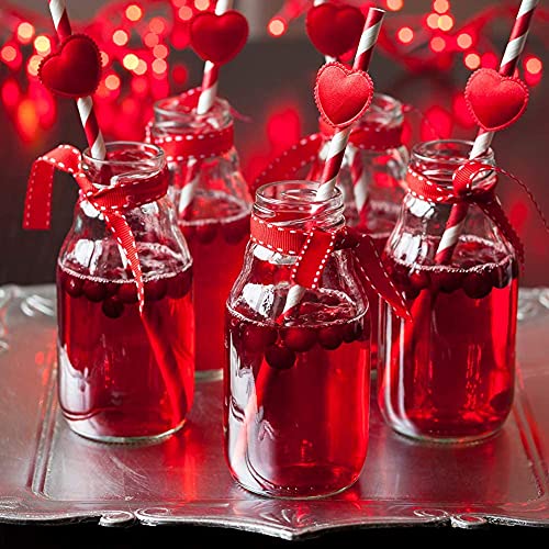 Alink Biodegradable Red Paper Straws Bulk - 100 Dots/Stripes/Waves Straws For Beverage, Christmas, Holiday, Birthday, Wedding, Baby/Bridal Shower, Party And Decoration #TOP5