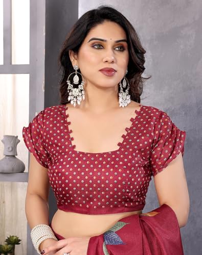 Yashika Women's Printed Art Silk Women Saree Kanjivaram Saree with Blouse Material |saree for Women | Saree | New Sari | Latest Saree (AZ-YS-P1-DENISHA MAROON JHALAR) - Image 2 thumbnail