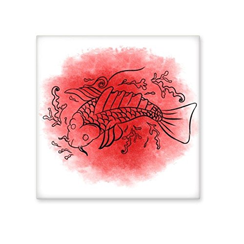 Carreau poisson rouge japonais en céramique décorative pour cuisine