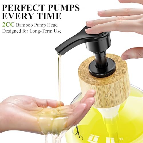 Image of Cisily Dish Soap Dispenser Set with 2 Pack 16.9oz Clear Glass Bottle, Dish Soap Dispensers, Vintage Hand and Dish Soap Dispensers Set
