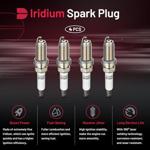 Image of BDFHYK Set of 4 Iridium Spark Plug Compatible with Hyundai Santa Fe Tucson, Compatible with Kia Forte Koup Sorento Forte Optima, Altima Sentra,tC 1.8L 2.0L 2.4L 2.5L Engine Replacement for XP5325 4469